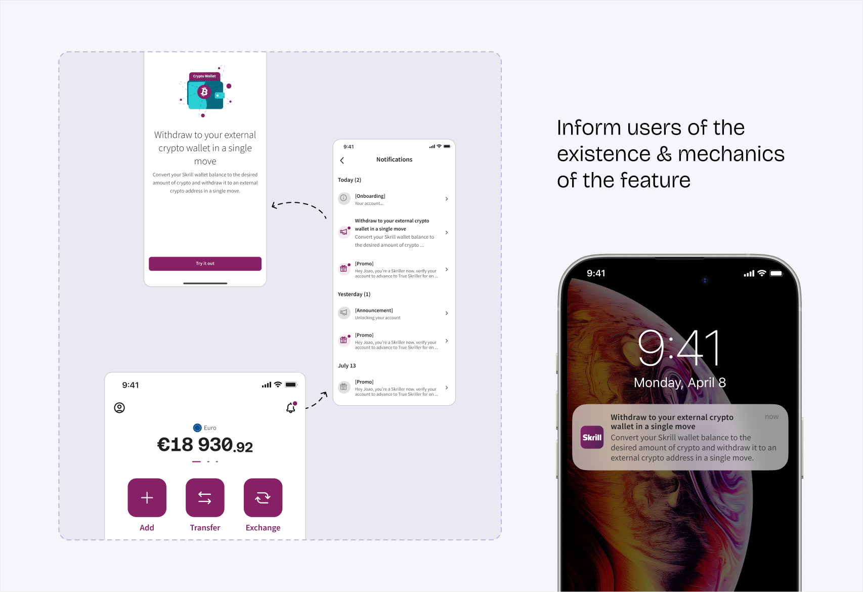 Education showing users that the withdrawal feature exists and explaining how it works
