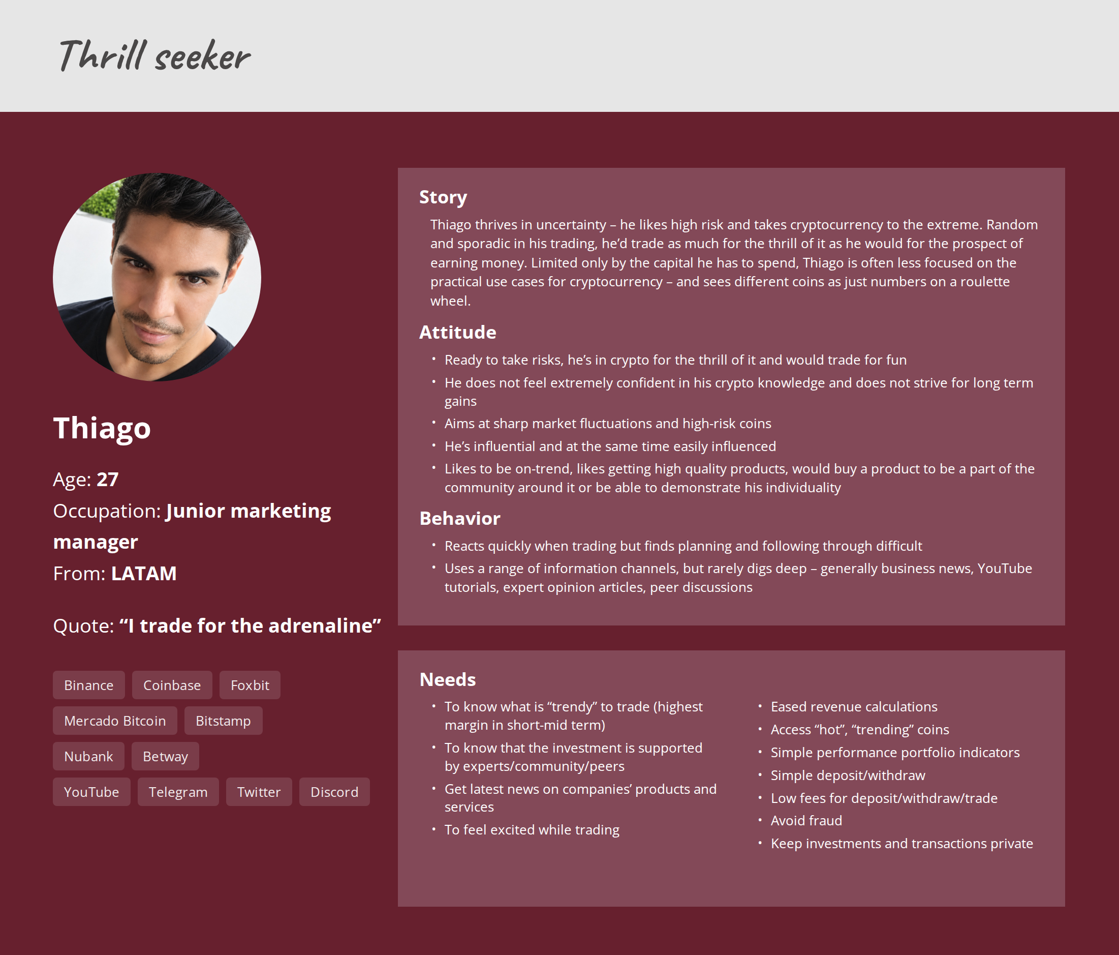 Crypto thrill-seeker persona
