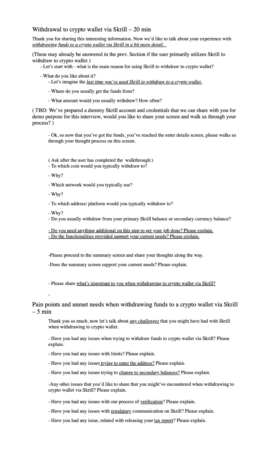 Discovery interview guide, page three: the interview script